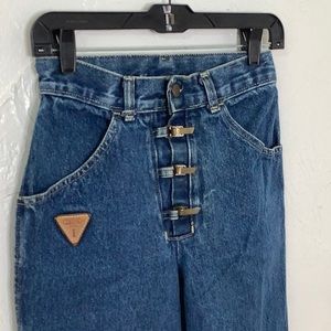 Zena jeans USA vintage brass front closure hooks buttons high waist size 5 EUC
